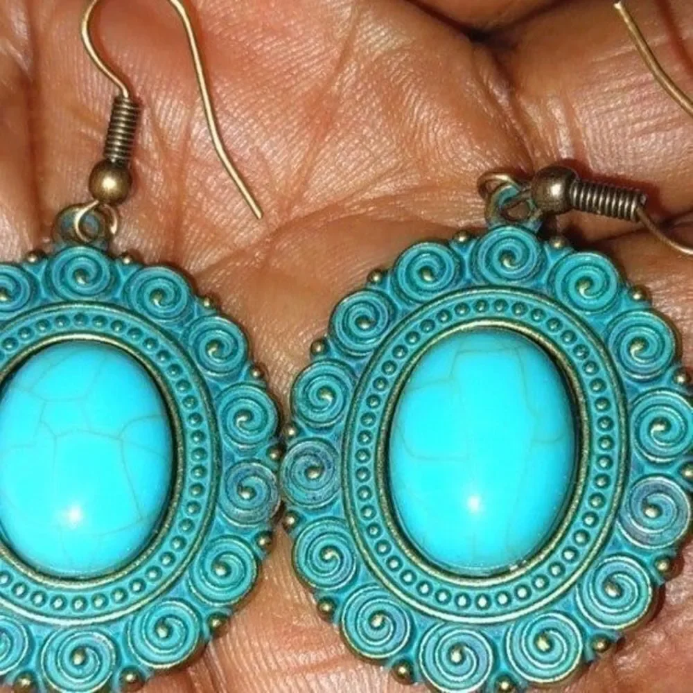 Gorgeous turquoise gypsy dangle boho Earrings